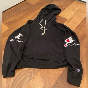 Champion Sleeve Logo Hoodie in Black